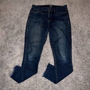 PAIGE Denim Stretch Hoxton Skinny Ankle Raw Edge Jeans Size Crop $209 30x27